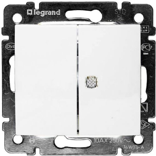 Выключатель с индикацией без рамки Legrand Valena 2-кл. белый картинка